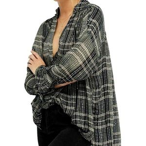 Free People Fearless Love Sequin Plaid Tunic